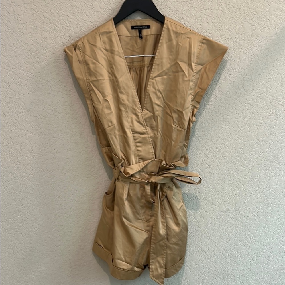 Marissa Webb Tan Sleeveless Romper with Belt size 4